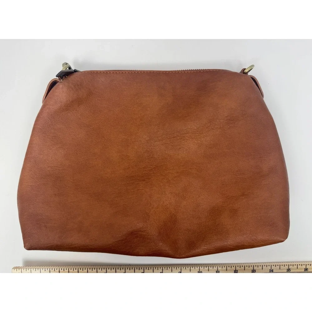 Madison West Leather Brown Shoulder Bag Hobo Purse‎ Chain Detail